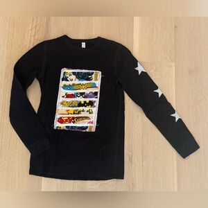 Tee-Hee Black Super Woman Bat Female Superhero Appliqué Top Tee -Size 8 years